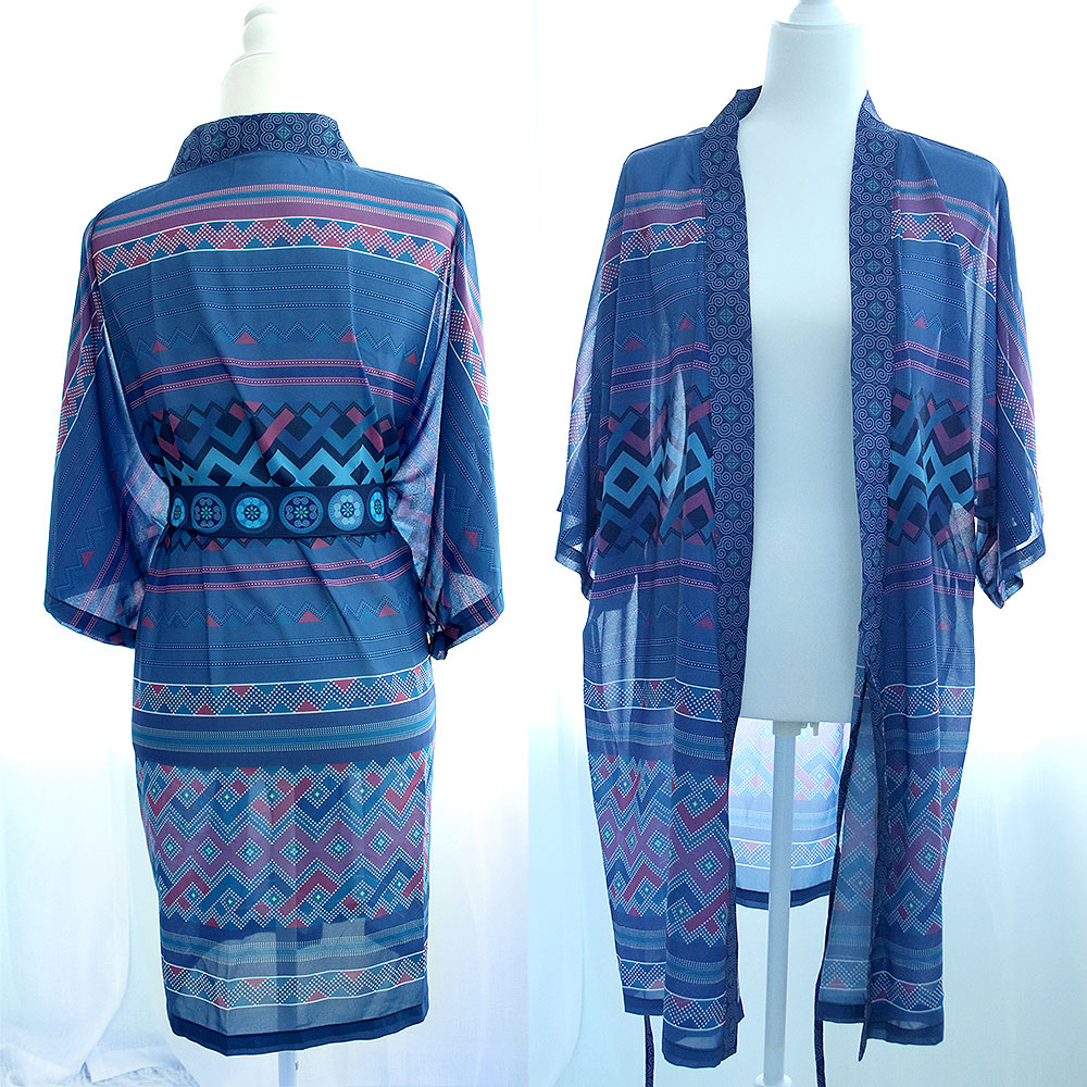 Blue Chiffon Kimono - Mrs Kue | Shop